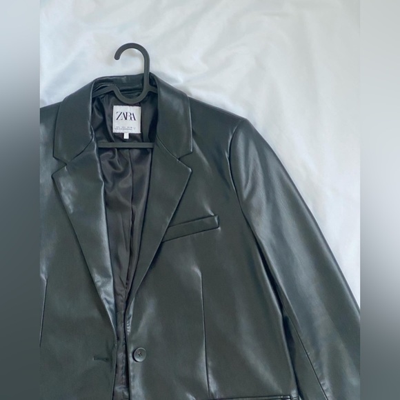 Zara Leather Coat Size L (worn less than three times) - Picture 2 of 5